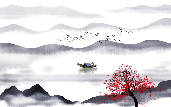 禪意水墨山水畫