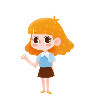 手繪卡通小女孩