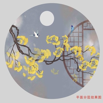 銀杏裝飾畫