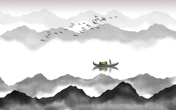 抽象水墨山水畫