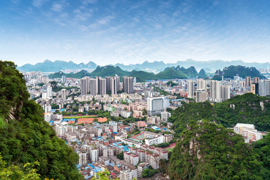 俯瞰广西柳州城市景观