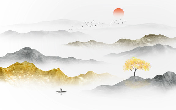 意境水墨山水畫
