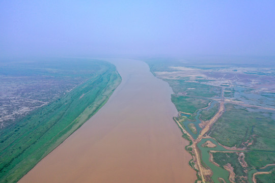 航拍黄河三角洲生态旅游区