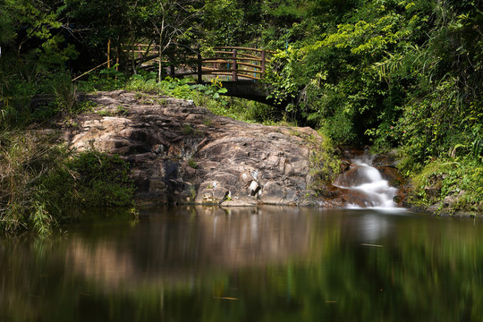 潭水倒影山林树木马峦山郊野公园