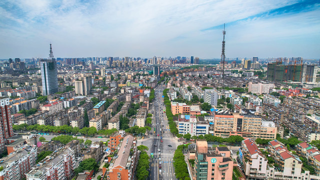 航拍嘉兴城市风景