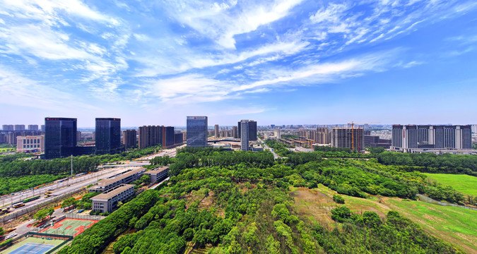 航拍嘉兴南湖城市风景