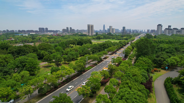 航拍嘉兴城市风景