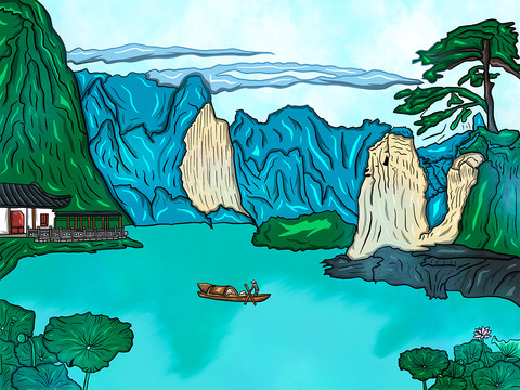 山水風(fēng)景插畫