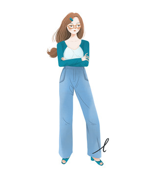 時(shí)尚女孩手繪插畫