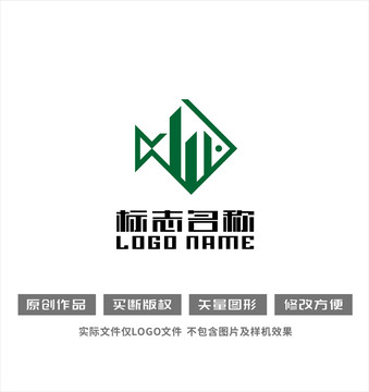 建筑鱼建材地产物业logo