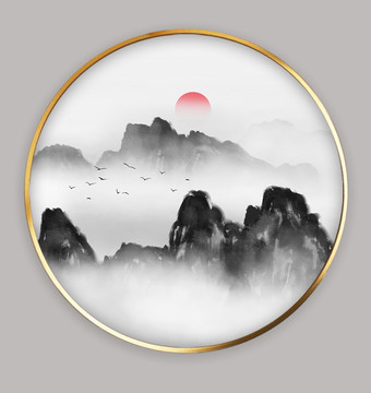 簡約意境山水裝飾畫