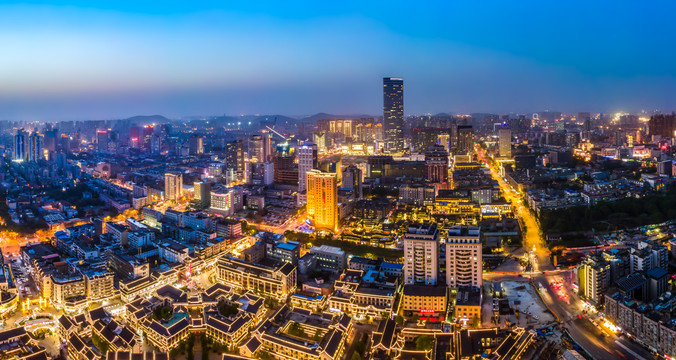 航拍江苏徐州城市夜景