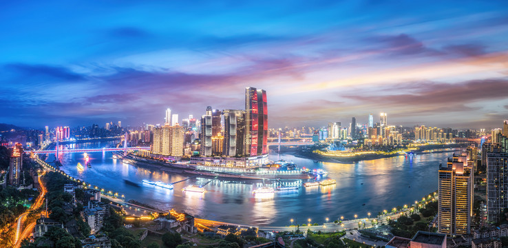 航拍重庆城市建筑夜景大画幅
