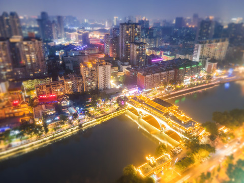 航拍四川成都风光夜景