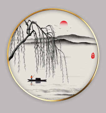 简约国画山水小品装饰画