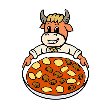 牛厨师卡通