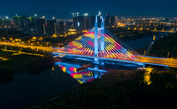 义乌商博大桥城市夜景