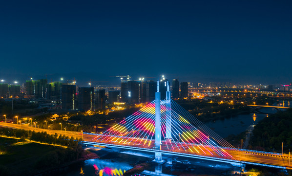 义乌商博大桥城市夜景