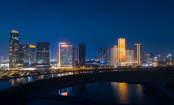 义乌市城市天际线夜景