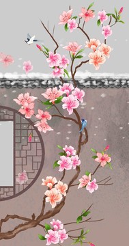 玄關(guān)古風(fēng)桃花