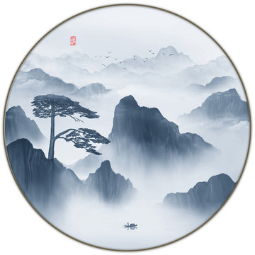 迎客松山水畫