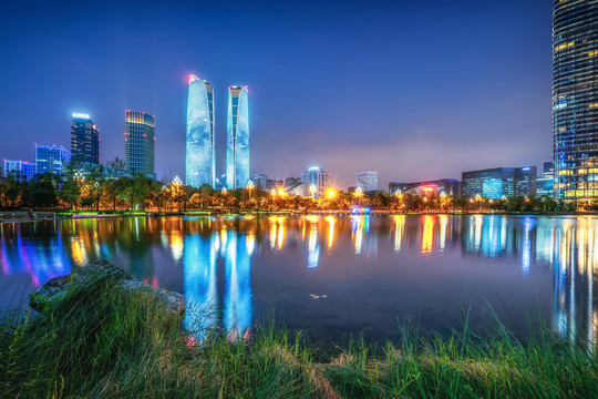 四川成都城市景观夜景