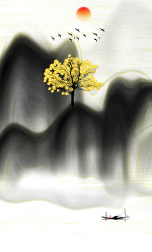 水墨玄關(guān)裝飾畫