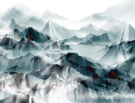 簡約山水背景墻