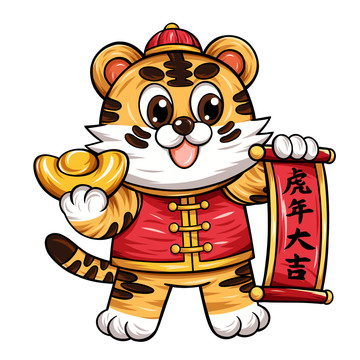 虎年國(guó)潮卡通老虎