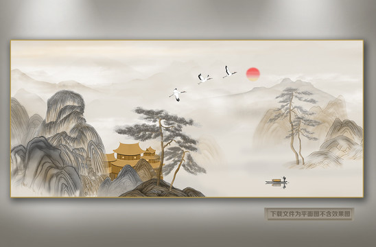 新中式山水壁畫