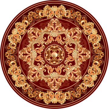 红金欧式圆地毯