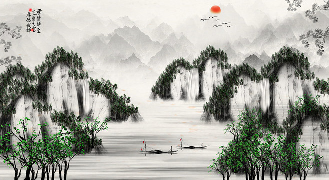 巨幅山水背景墻