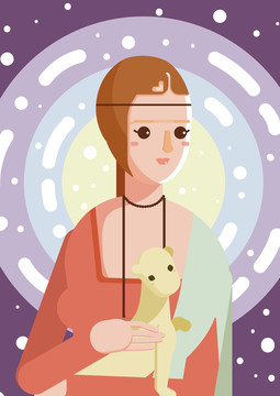 抱銀鼠的女人