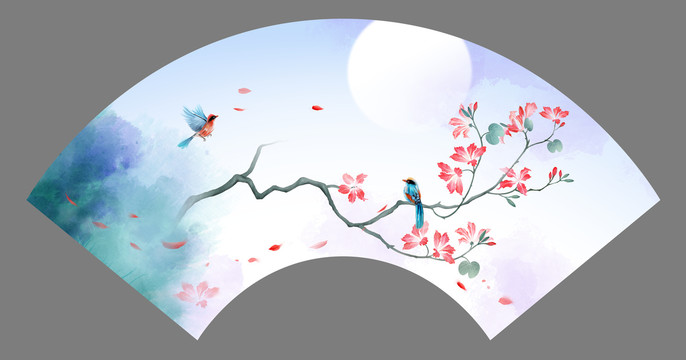 折扇花鳥(niǎo)畫(huà)