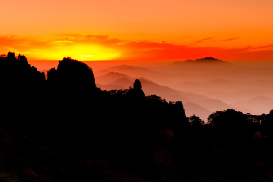 黄山风光黄山夕阳