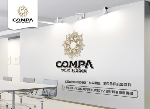 唯美金色花朵LOGO設計
