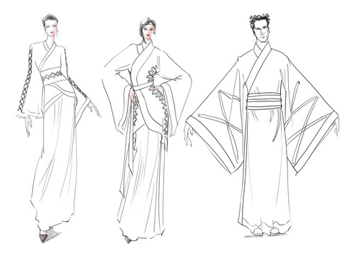 原創(chuàng)服裝設(shè)計(jì)效果圖系列男女線稿