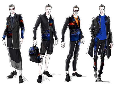 原创服装设计效果图系列4个男装