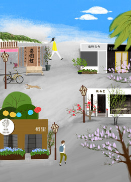 成都泡桐樹街高清原創插畫