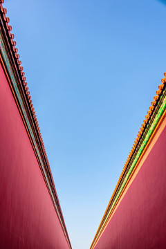中国首都北京故宫红色宫墙