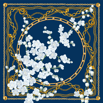 珍珠花絲巾
