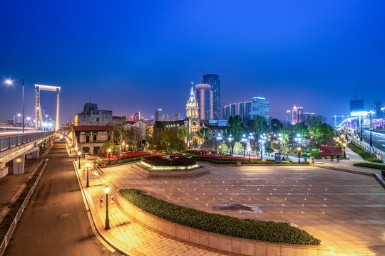 浙江宁波城市景观夜景