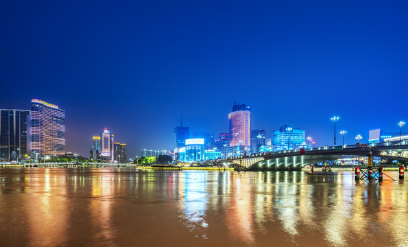 浙江宁波三江口夜景