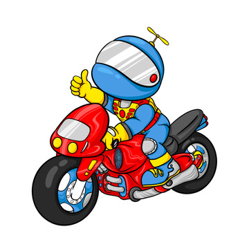 卡通摩托车骑士