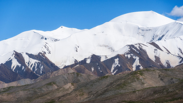 中国青海省昆仑山脉夏季雪山风光