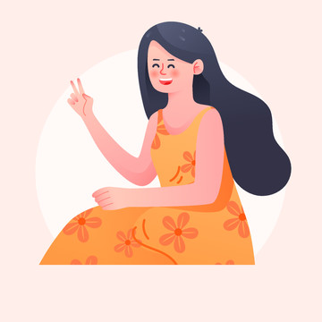 人物夏季旅行開心跳躍出游插畫