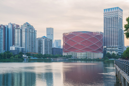 武汉城市天际线和水果湖风光