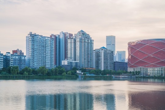 武汉城市天际线和水果湖风光