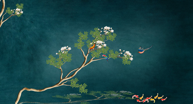 原創(chuàng)手繪花鳥裝飾畫