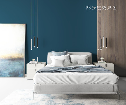 PS分層北歐風(fēng)臥室效果圖模型